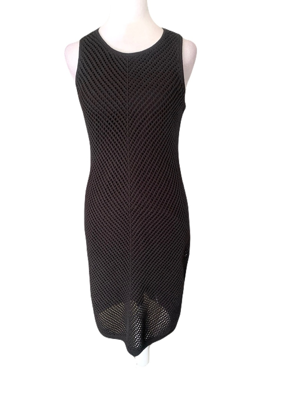 NWT GAP Womens Small Black Sleeveless Crochet Knit Midi Midi Dress Summer Resort